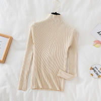 Suéter De Mujer Con Volantes Y Cuello Bajo Largo Manga Larga Tejido Básico Solido Rayado Para Otoño Invierno Top Casual - details 19