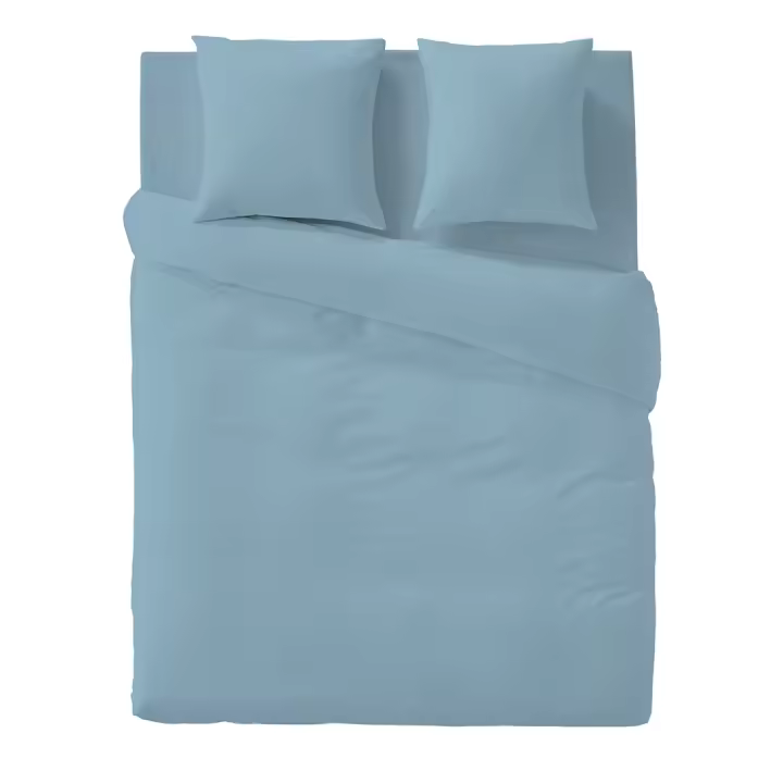 KUKUXUMUSU - Funda nórdica lisa azul 100% algodón 144 hilos, ropa de cama. Disponible en más colores y para cama de 80 cm (140x200cm), 105 cm (200x200 cm) y 135 cm ( 220x220cm). Fabricado en España - 1
