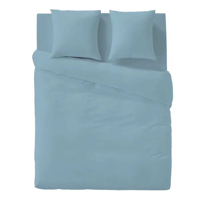 KUKUXUMUSU - Funda nórdica lisa azul 100% algodón 144 hilos, ropa de cama. Disponible en más colores y para cama de 80 cm (140x200cm), 105 cm (200x200 cm) y 135 cm ( 220x220cm). Fabricado en España - 1