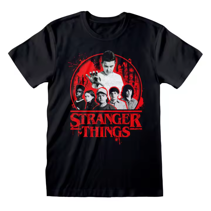 Camiseta de Manga Corta Stranger Things Circle Logo Negro Unisex - 1