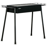 Outsunny Barbacoa de Carbón con 2 Parrillas de Acero Inoxidable Barbacoa Portátil con 2 Especieros para Acampar Picnic Camping Jardín 77x30x70 cm Negro - details 0
