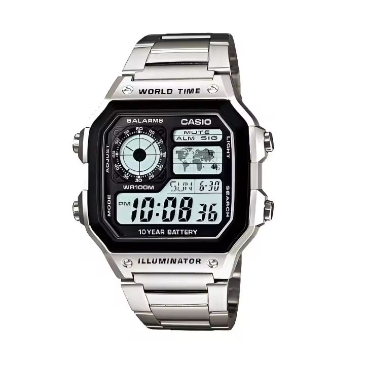 Reloj hombre CASIO AE-1200WHD-1AV 43mm Caja Acero Inoxidable World Time Hora MundiaL - 1