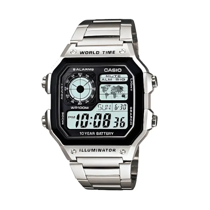 Reloj hombre CASIO AE-1200WHD-1AV 43mm Caja Acero Inoxidable World Time Hora MundiaL - 1