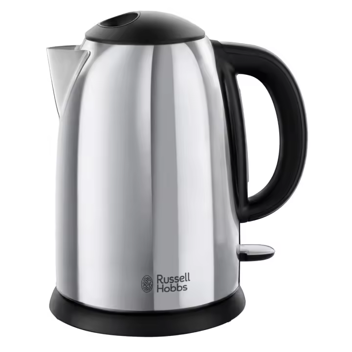 Russell Hobbs Hervidor de Agua Eléctrico Victory - 1,7 litros, 2400 W, filtro extraíble, zona de ebullición rápida, base de 360°, indicador del nivel de agua, acero inoxidable, plata, 23930-70 - 1