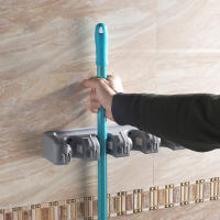 Soporte De Mopa De Plástico Montado En La Pared Con Gancho Para Escoba Multi Funcional Organizador De Baño Con 3/4/5 Posiciones - details 4