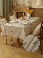Mantel De Lino Rectangular Texturizado Con Flores Resistente a Manchas Y Caída Ligero Para Cocina Uso En Fiesta Banquete Hotel - details 0
