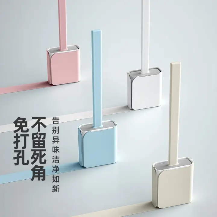 Juego De Cepillo De Inodoro De Silicona Con Dos Manos Kit De Limpieza De Baño Accesorio De Lavabo Montaje En Pared Sin Taladro Herramienta De Limpieza De Baño - 1