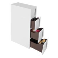 Cajonera estrecha con 4 cajones, deslizable con ruedas extraíbles, ahorro de espacio para baño, blanco y marrón o gris, 45x17x84 cm - details 8
