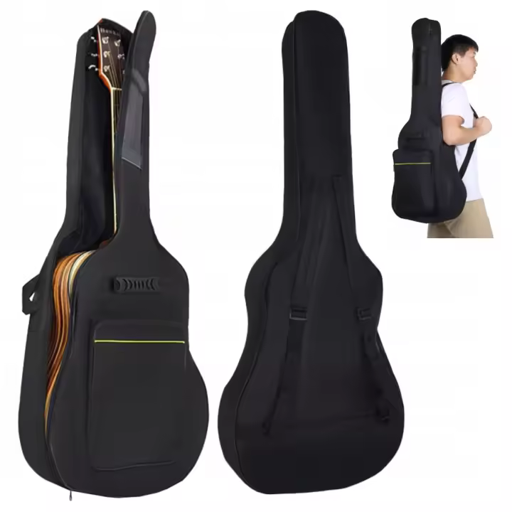 Funda de Guitarra Universal con 2 Bolsillos para Guitarra Acústica y Clásica Negra - 1
