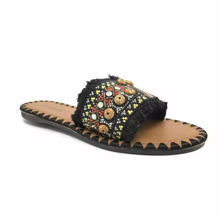 Gobbs VR-VRA-791 Sandalias planas para mujer negras en sintético 000017 - 1