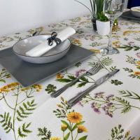 Mantel de Hulehule Tex - PVC Estampado Flores Plantas Blanco Antimanchas Resistente al Agua - Precio por Metro Lineal - details 1