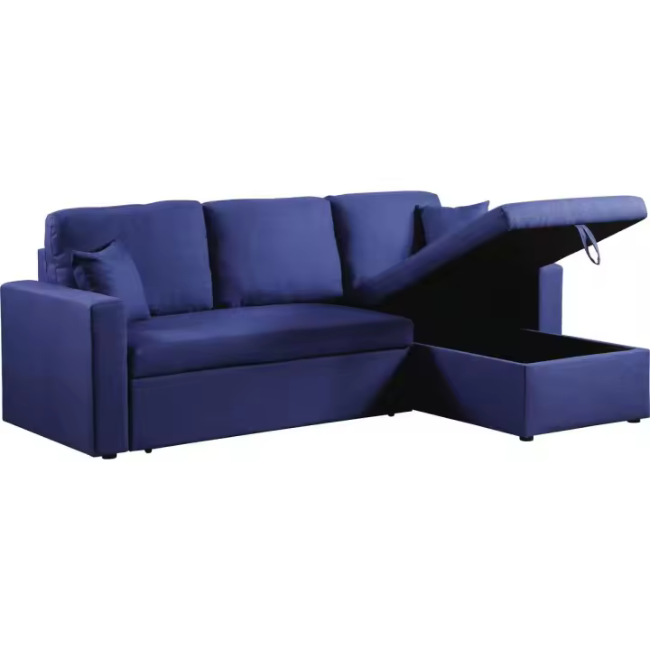 Sofá esquinero convertible "Alain"- 3 places - Azul - 1