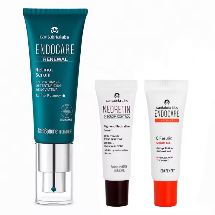 Cantabria endocare renewal retinol serum 30 ml + gift pigment neutralizer serum 3 ml and endocare c ferulic serum gel 3 ml - 1