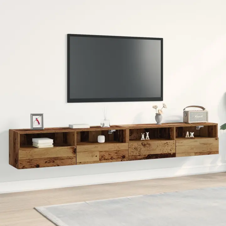 Gabinetes de TV vidaXL 2 pcs Madera Vieja 100x30x30 cm Madera Elaborada - 1