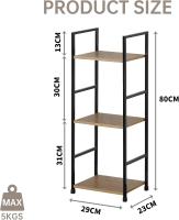 Librería de 3 niveles, estantería de pie con estructura de acero, estantería multifuncional de madera para salón, dormitorio, estudio, estantería de escalera 29,1 x 23,5 x 80 cm - details 3