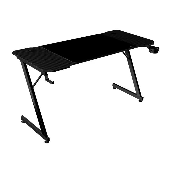 Mars Gaming MGD-X, Mesa Gaming Ergonómica, Superficie en Fibra de Carbono, Estructura Metálica, Alfombrilla XXL, Soporte Auriculares y Bebida, Gestión Cableado, Escritorio Gaming con Tablero de 120cm / 140cm / 160cm, Mesa Gaming PC Negra o Blanca - 1