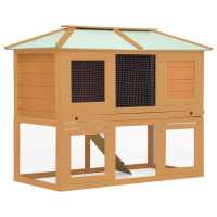 vidaXL Madera Conejera Jaula de Animales con Doble Piso Casita Caseta Mascotas Color Latón,  Marrón,  Rojo y mas - details 0