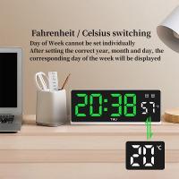 Reloj De Alarma Digital Con Control De Voz LED Temporal Modo Noche USB Always on Snooze 2 Alarma 12/24H DST Reloj De Mesa Moderno - details 11