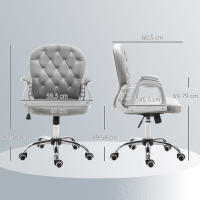 Vinsetto Silla de Oficina Silla de Escritorio Giratoria Tapizada en Terciopelo con Altura Ajustable Reposabrazos y Decoraciones de Diamantes Carga 120 kg para Estudio Dormitorio Gris - details 2