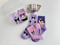 Calcetines Medio Tubo Disney Sanrio Kuromi Para Mujer Color Morado Algodón Peinado Dibujos Animados Lindos Hechicera Calcetines - details 4
