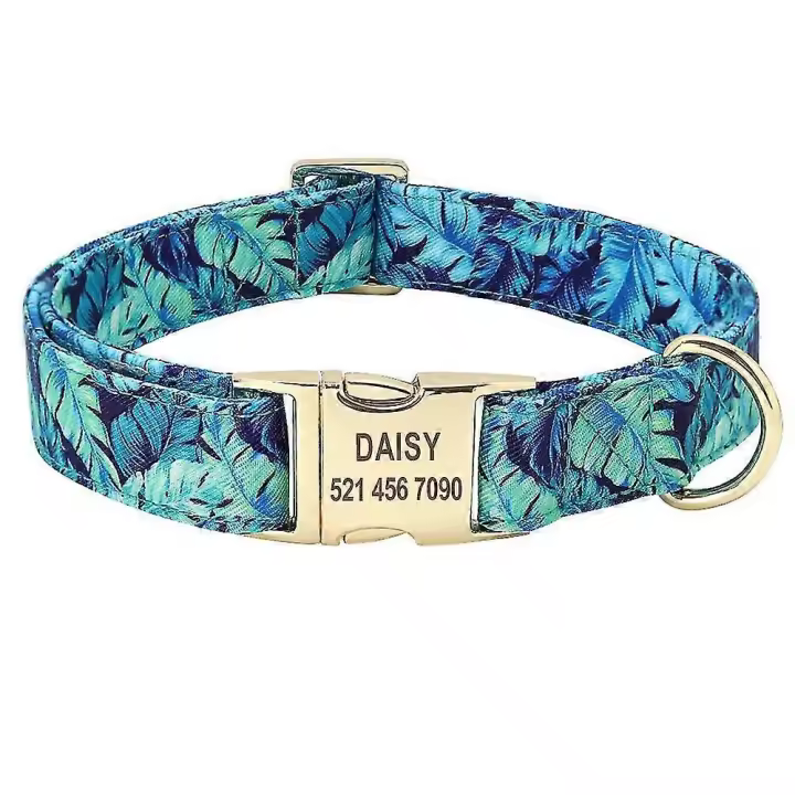 Collar con Placa de Identificación para Perro, personalizado, de Nailon, Con Grabado personalizado, ajustable para perros y Gatos de tamaño Mediano y Grande - 1