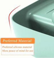 Grifo colgante fregadero rack, estante de almacenamiento de cocina de silicona, agujero de drenaje multifuncional duradero pendiente diseño almacenamiento artículos de tocador (verde) - details 2