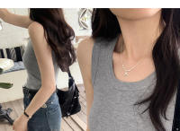 Top Corto De Verano Para Mujer Sin Mangas En Estilo Casual Suéter De Encaje Con Ribbing Solido Camiseta De O-Neck Moda Urban Streetwear - details 39