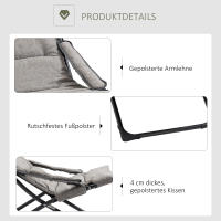 Silla plegable con colchón desmontable, Silla de Jardín flexible, Silla de camping, tumbona, Tejido, Maple, Gris, 66x94x79 cm, para Jardín, Terraza y Balcón. - details 4