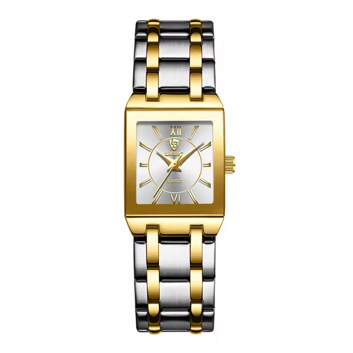 Reloj De Lujo Para Hombres Con Correa De Acero Inoxidable Y Movimiento De Cuarzo Impermeable Dorado Reloj De Pulsera Dorado Para Mujer Resistente Al Choque Y Al Agua Estilo Casual - 1