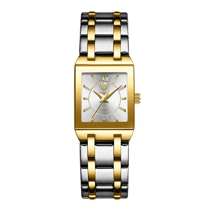 Reloj De Lujo Para Hombres Con Correa De Acero Inoxidable Y Movimiento De Cuarzo Impermeable Dorado Reloj De Pulsera Dorado Para Mujer Resistente Al Choque Y Al Agua Estilo Casual - 1