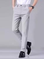 Pantalones Slim Fit Estilo Occidental Para Hombre Traje Formal Casual Coreano Primavera Verano Pantalones De Terciopelo - details 6