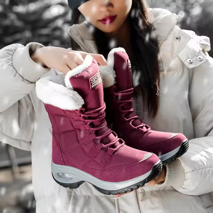 Botas De Invierno Para Mujer Con Plataforma Y Forro De Peluche Botas Altas Impermeables Cómodas Y Cálidas Para Outdoor - 1