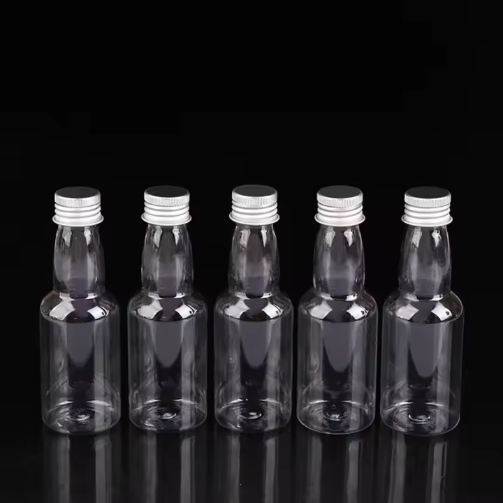 Juego De 5 Botellas Mini De Licor 60ml Plástico Con Tapas De Plata/Oro Para Alcohol Y Vino Pequeño Para Fiestas Suministros De Vino - 1