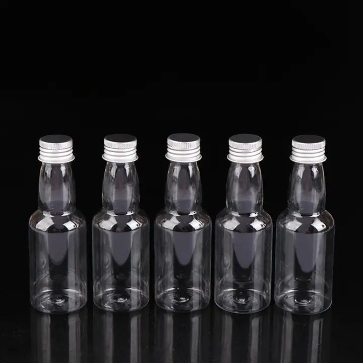 Juego De 5 Botellas Mini De Licor 60ml Plástico Con Tapas De Plata/Oro Para Alcohol Y Vino Pequeño Para Fiestas Suministros De Vino - 1