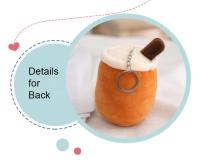 Muñeco De Peluche Boba Té Con Bolas De Arroz Blanco Y Marrón Llavero De Cojín De Almohada Suave Juguete Colgante Para Mochila Regalo - details 9