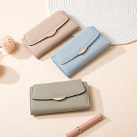 Cartera Larga Preppy Estilo Japón Y Corea Pequeña Fresca PU Con Hebilla De Hoja Color Sólido Cierre De Cremallera Doblete Para Documentos Y Tarjetas - details 23