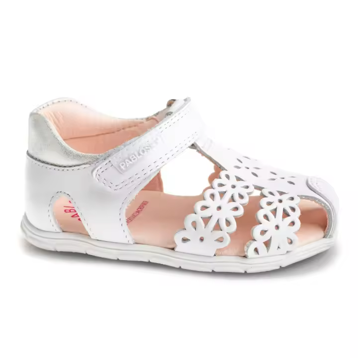 Sandalias Barefoot niña blanco Pablosky 051100, blanditas y flexibles, plantilla amortiguada superabsorbente y antibacterias, piso de goma antideslizante con la innovadora tecnología SUPERFLEX, para una flexión natural del pie - 1