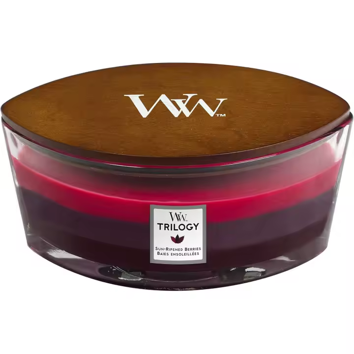 WoodWick Trilogy vela perfumada en forma de elipse con llama Hearthwick, Bayas maduras, Ellipse 453gr - 1