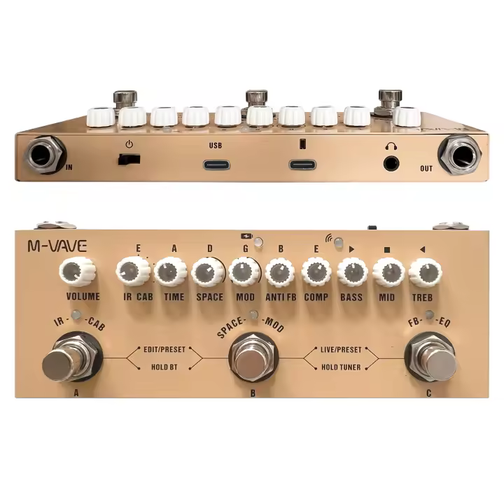 M-VAVE CUBE BABY Pedal De Efectos Para Guitarra Portátil Multifuncional Con Reproducción De Música Inalámbrica Y Grabación De Teléfono Tipo-C - 1