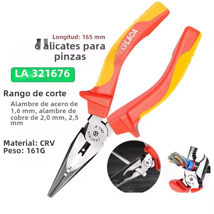Alicates De Corte De Alambre Aislados LAOA VDE De 6'' 7'' 8'' Combinación Diagonal Nariz De Agujas Para Electricista Resistencia a Alta Tensión - 1