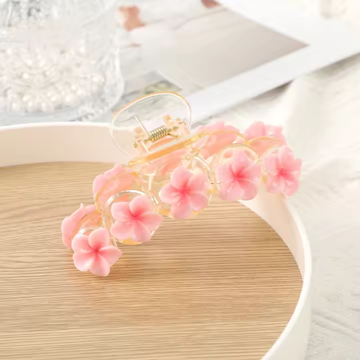 Pinza Para El Cabello Coreana De Acrílico Para Mujer Clip De Manta Floral Para Vacaciones De Verano Y Playa Estilo De Moda Decorativa - 1