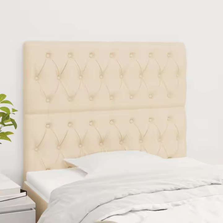 vidaXL Cabeceros 2 unidades de tela color crema 100x7x78/88 cm - 1