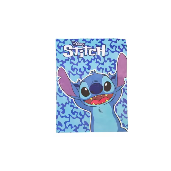 Manta de Terciopelo Raschel Stitch - Extra Suave, Medida 160x220 cm, Licencia Oficial Disney, Mommata - 1