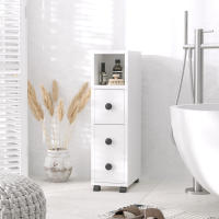 kleankin Armario de Baño Mueble Auxiliar para Baño Espacio Reducido con Ruedas Estantes Abiertos Armario Cajón 18x30x68,5 cm - details 1