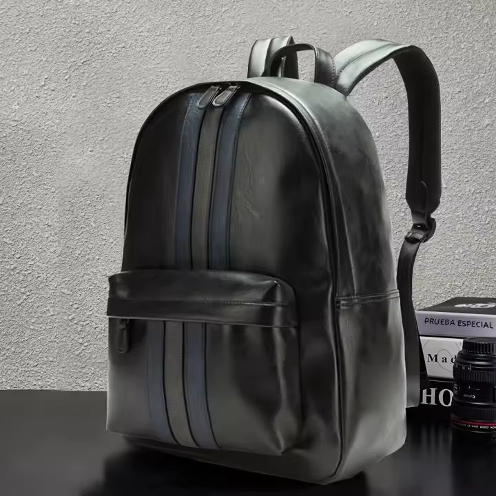 Nueva Diseño Moda Hombre Mochila PU Cuero Portátil Mochila Escolar Bolsa De Viaje Grande Hombre Mochila Con Espalda Cómoda - 1