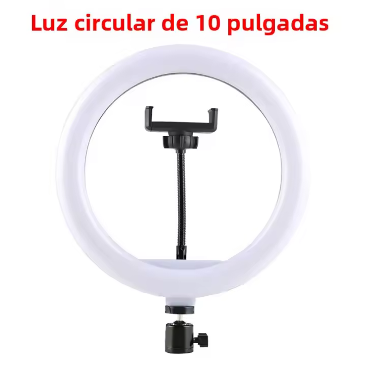 Anillo De Luz LED Para Autoconexión 10 Pulgadas Con Soporte Para Grabación De Video Transmisión En Vivo Lámpara De Iluminación Fotográfica - 1