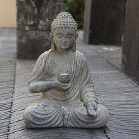 Estatua Budista Solar De Resina Decoración Jardín Zen Estilo Japonés Luz Solar Exterior Patio Porche Jardín Hogar Meditación Budista - details 4