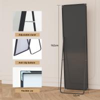 Espejo de cuerpo entero rectangular 162x53cm, marco de aluminio negro, vidrio templado, espejo de pie o pared para dormitorio y salón - details 1