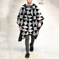 2025 nueva moda hombres top capa tendencia hombres capa chal capa abrigo tweed chaqueta - details 7
