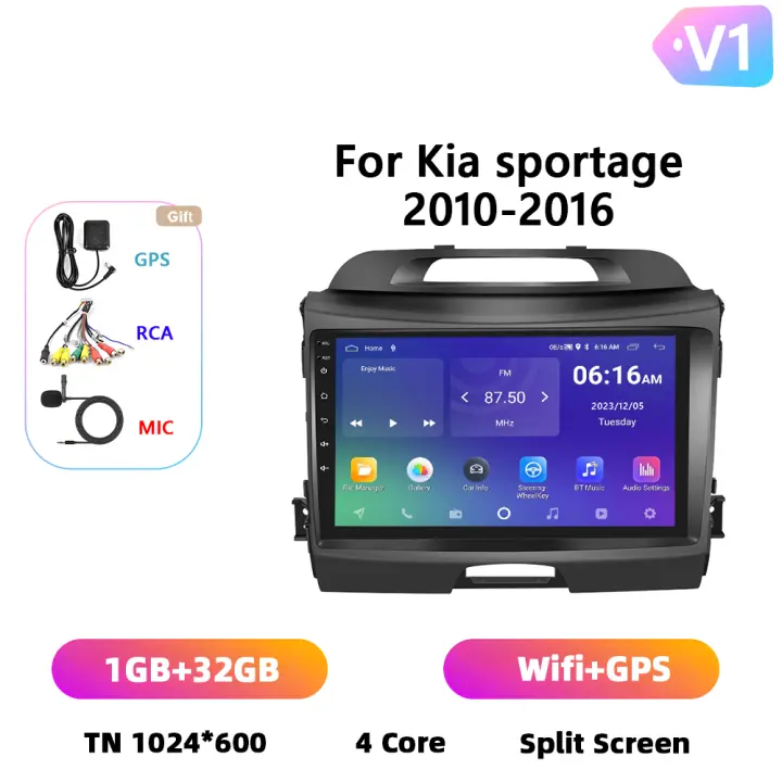 Podofo Radio de coche Android 2 Din para Kia Sportage 2010 2011 2012 2013-2016 Carplay 8+128GB AI Voice WIFI+4G DSP GPS Navegación Multimedia Reproductor de Video - 1